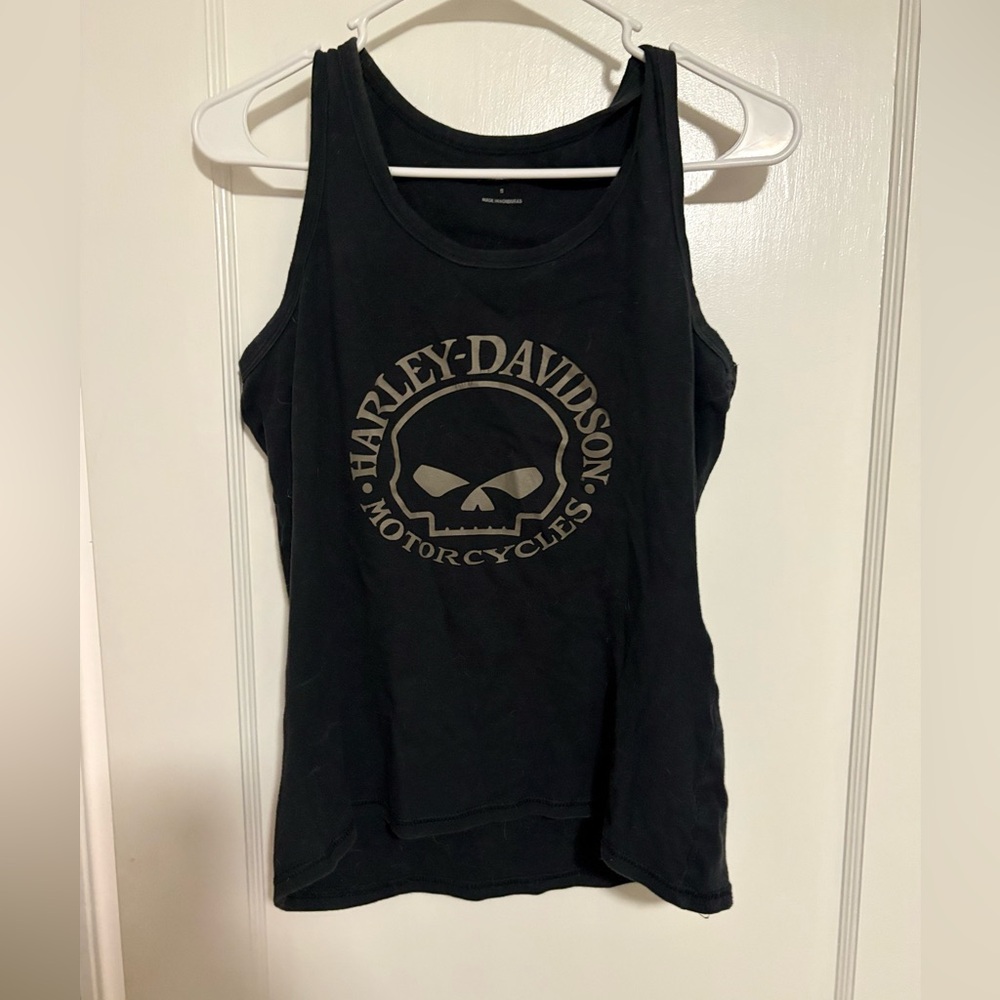 Harley-Davidson Black and Silver Skull Tank